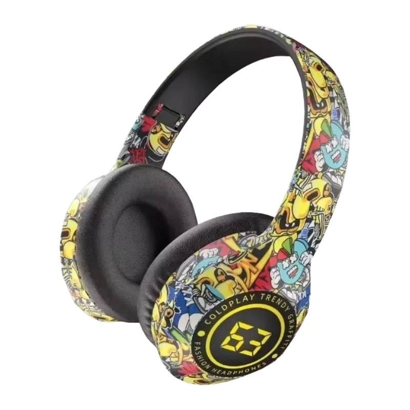 O-Lonnie YDM63 Ασύρματα Ακουστικά Graffiti Με Θύρα φόρτισης Type C - Κίτρινο