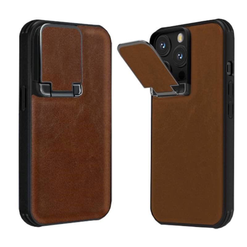 PIBLUE PL70 Business leather anti-fall clamshell lens phone case For Apple IPhone 16 - Χρώμα: Καφε