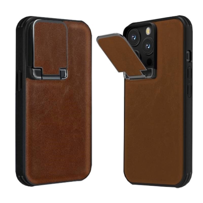 PIBLUE PL70 Business leather anti-fall clamshell lens phone case For Apple IPhone 16 Pro Max - Χρώμα: Καφε