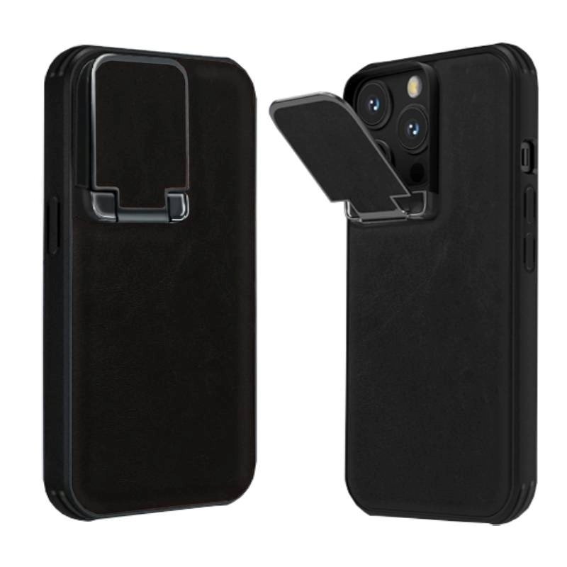 PIBLUE PL70 Business leather anti-fall clamshell lens phone case For Apple IPhone 16 Pro Max - Χρώμα: Μάυρο