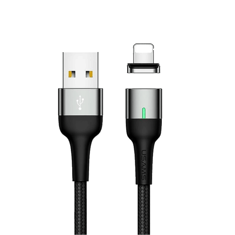 USAMS SJ326USB03 U28 Καλώδιο Φόρτισης Μαγνητικό 1M Lightning Braided Data Charging Cable 2.4Α - Χρώμα: Μαύρο