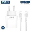 PZX P51 Fast Charging Φορτιστής SmartPhone με 1 θύρα Type-C και Καλώδιο σε TYPE C 25W - Χρώμα: Λευκό