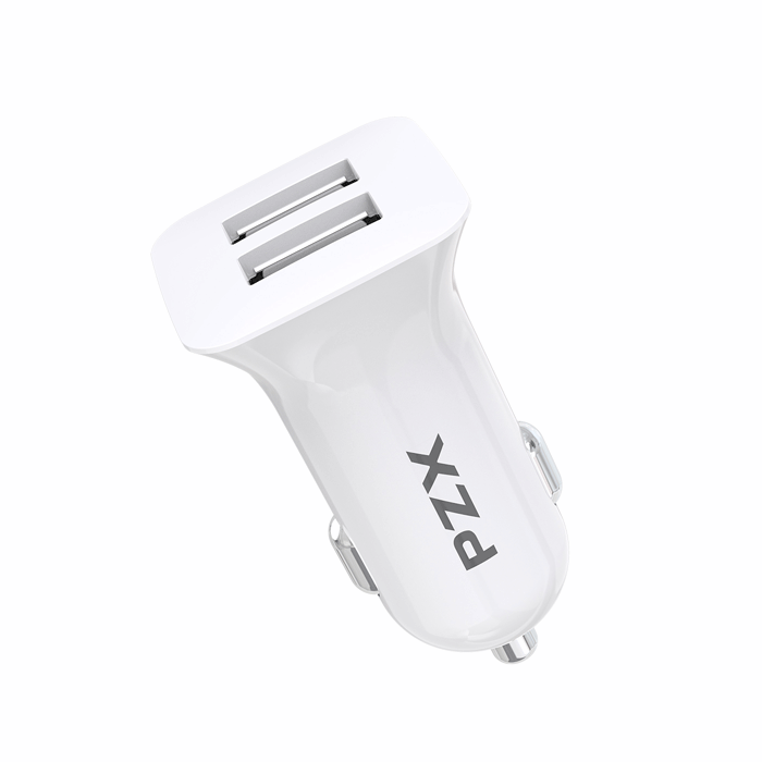 PZX Car Charger C901 2 USB Ports Φορτιστής Αυτοκινήτου με Δύο Θύρες USB 3A - Χρώμα: Λευκό